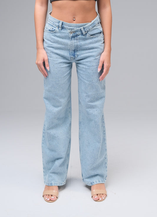 Alaska Denim - Crisscross Strass Jeans